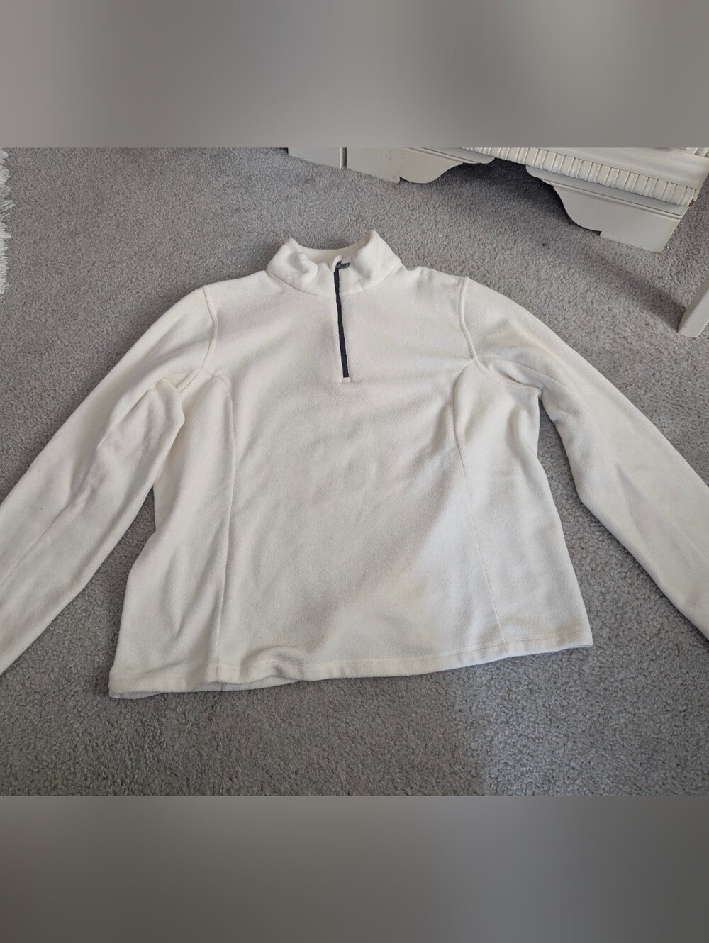 Lands End cream-colored quarter-zip fleece pullover (M)